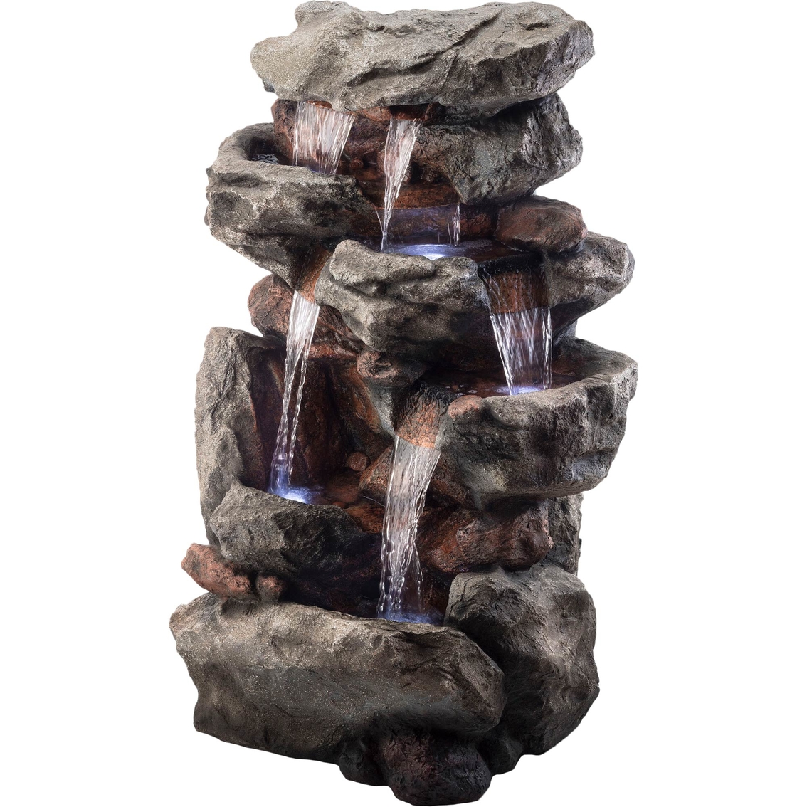 Alpine Rainforest Rock Tiered Fountain with LED Lights - Image 2 of 9