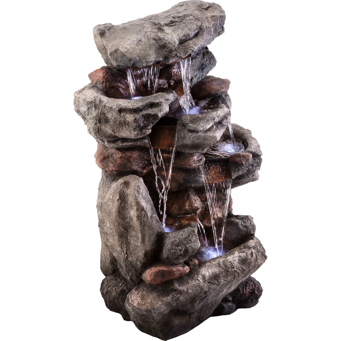 Alpine Rainforest Rock Tiered Fountain with LED Lights - Image 3 of 9