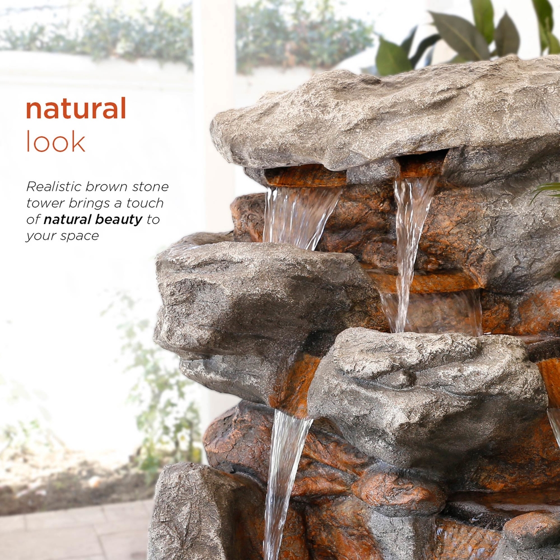Alpine Rainforest Rock Tiered Fountain with LED Lights - Image 6 of 9