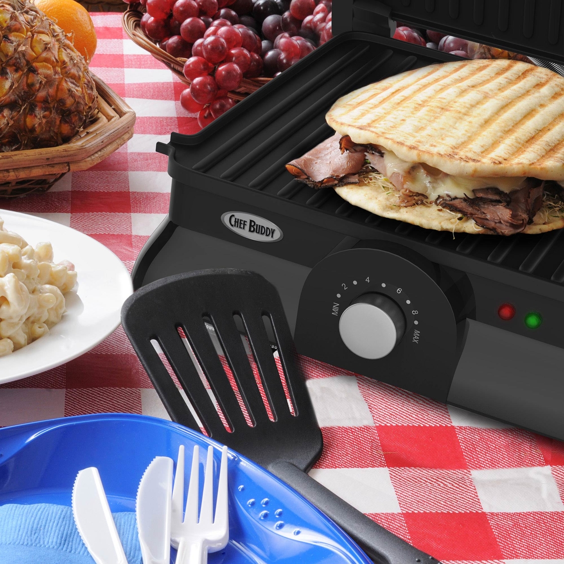 Chef Buddy Electric Indoor Grill and Gourmet Sandwich Maker and Panini Press - Image 3 of 4