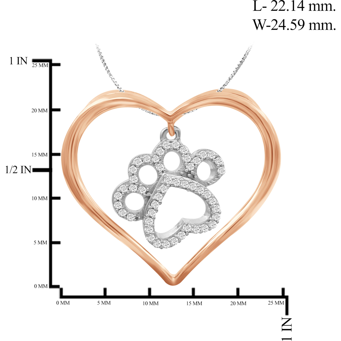 Animal's Rock Sterling Silver & 14K Plated 1/7 Ctw Diamond Swing Paw Heart Pendant - Image 3 of 4