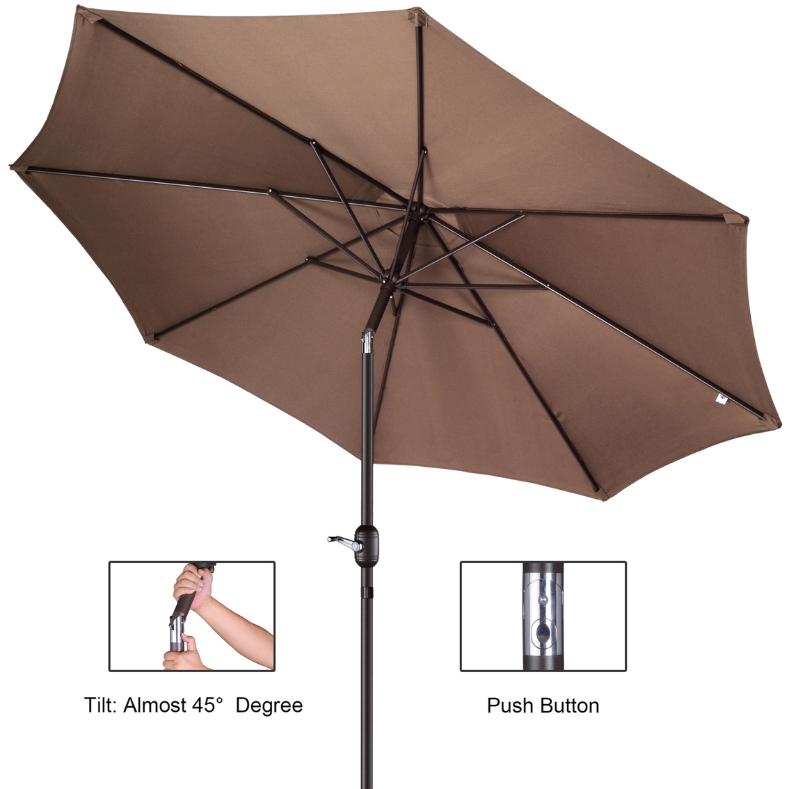 Pure Garden 9 ft. Fade Resistant Patio Umbrella with Auto Tilt - Image 4 of 8