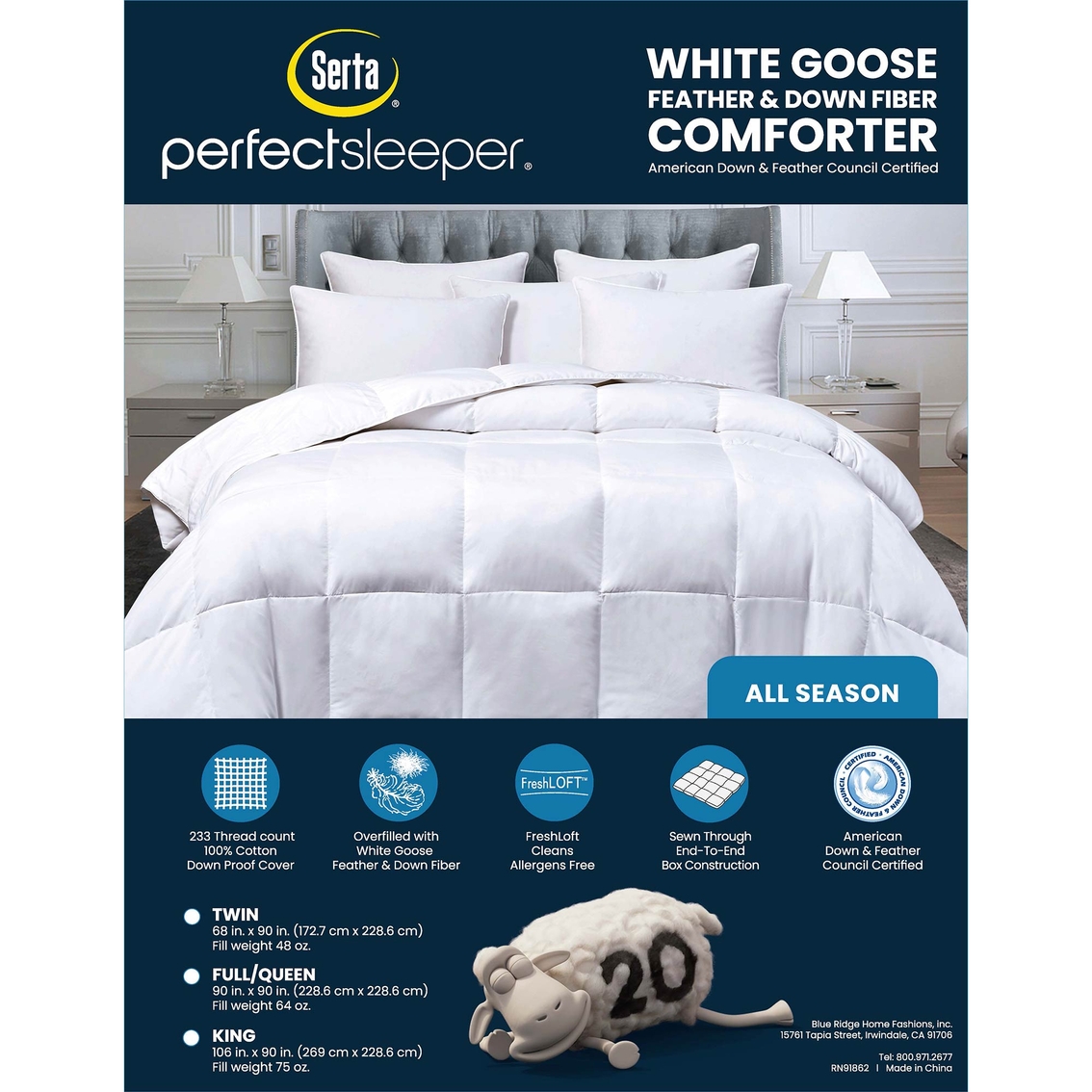 Serta All Season Count Goose Feather and Goose Down Fiber Comforter - Image 7 of 7