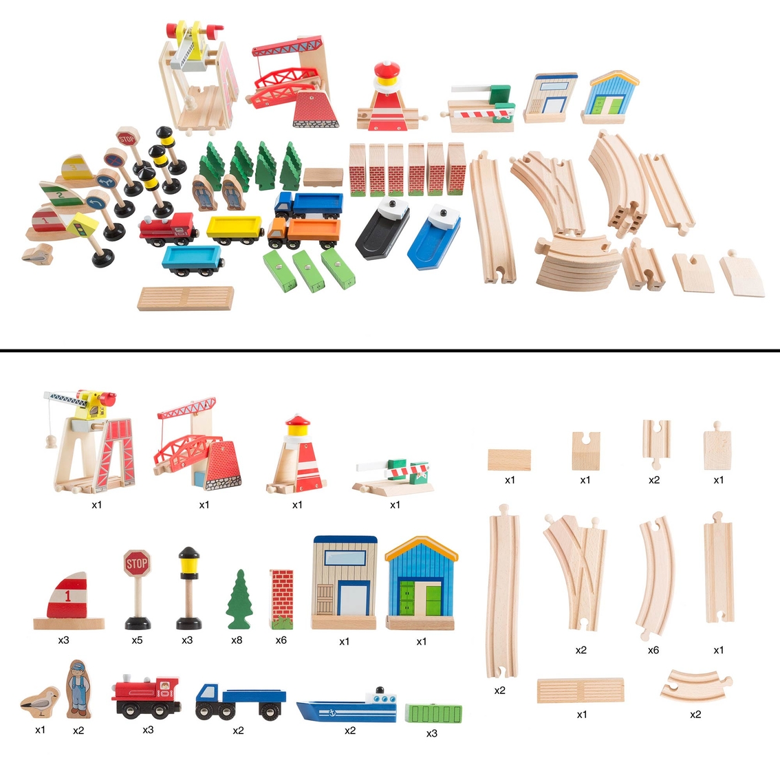 Hey! Play! Wooden Train Set with Play Mat - Image 3 of 8