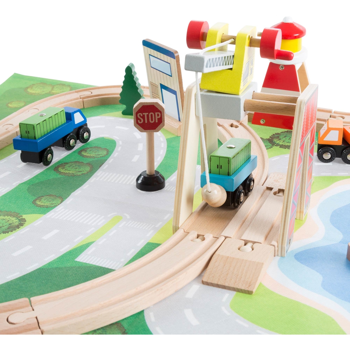Hey! Play! Wooden Train Set with Play Mat - Image 5 of 8