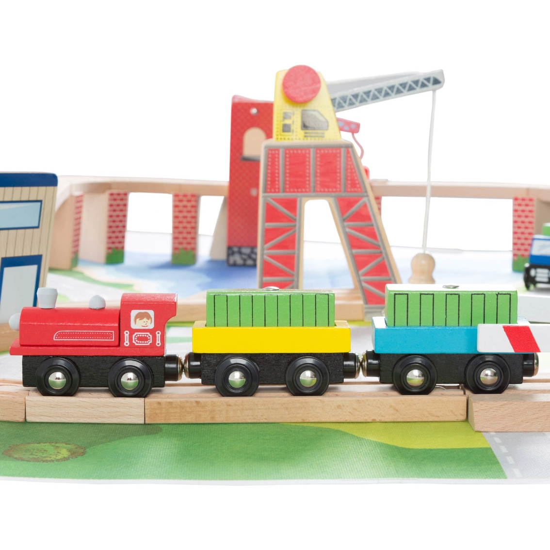Hey! Play! Wooden Train Set with Play Mat - Image 8 of 8