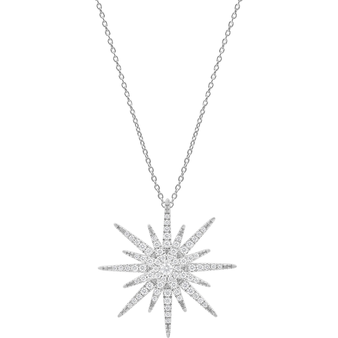 Sterling Silver 1/3 CTW Starburst Diamond Pendant - Image 2 of 3