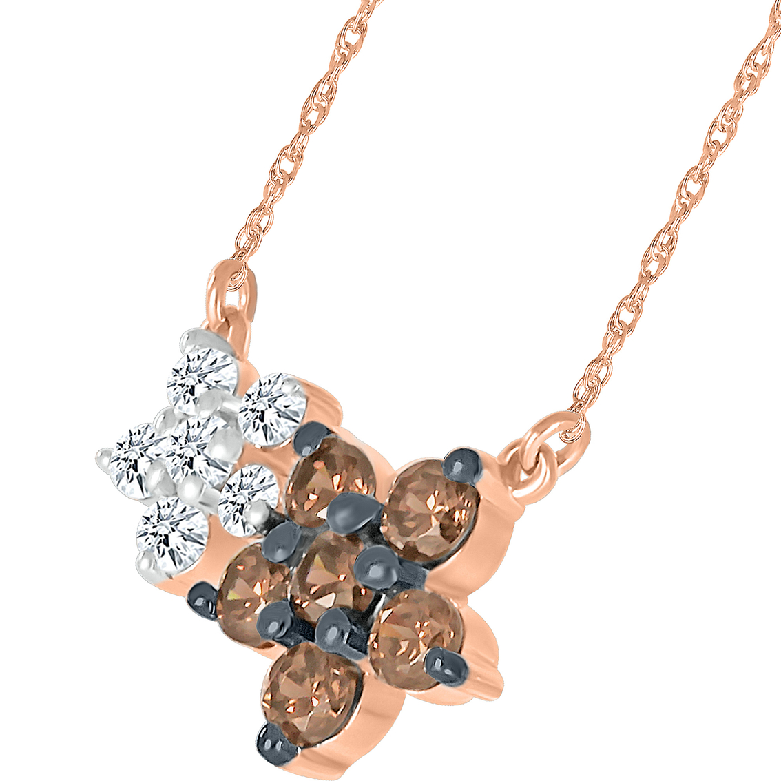 10K Pink Gold 1/3 CTW Brown and White Diamond Fashion Necklace - Image 2 of 2