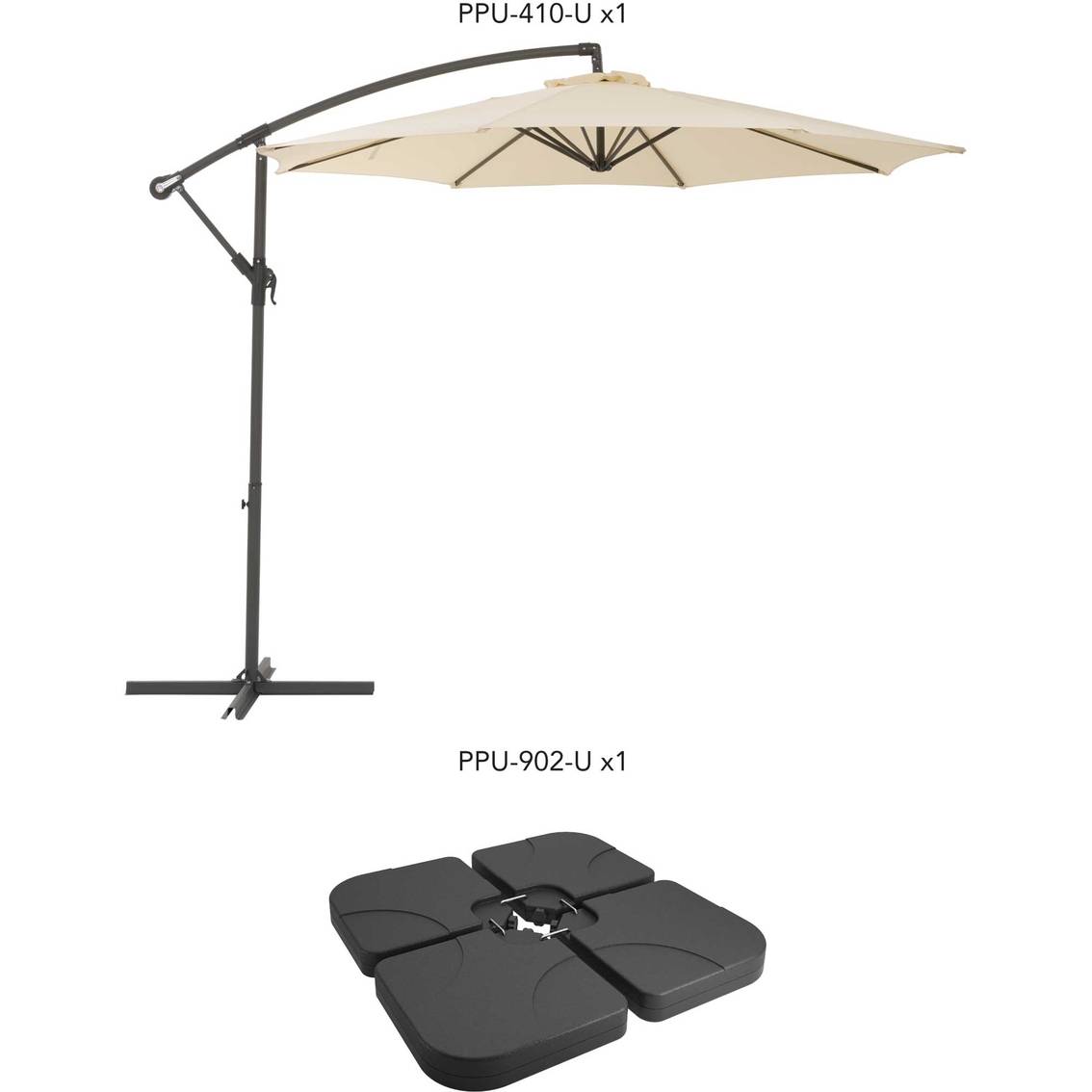 CorLiving PPU-410-Z1 9.5 ft. UV Resistant Offset Patio Umbrella and Base - Image 2 of 4