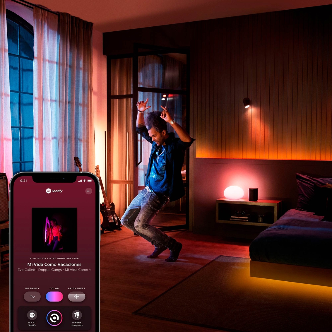 Philips Hue White and Color Ambiance A19 Bluetooth 75W Smart LED Starter Kit - Image 5 of 7