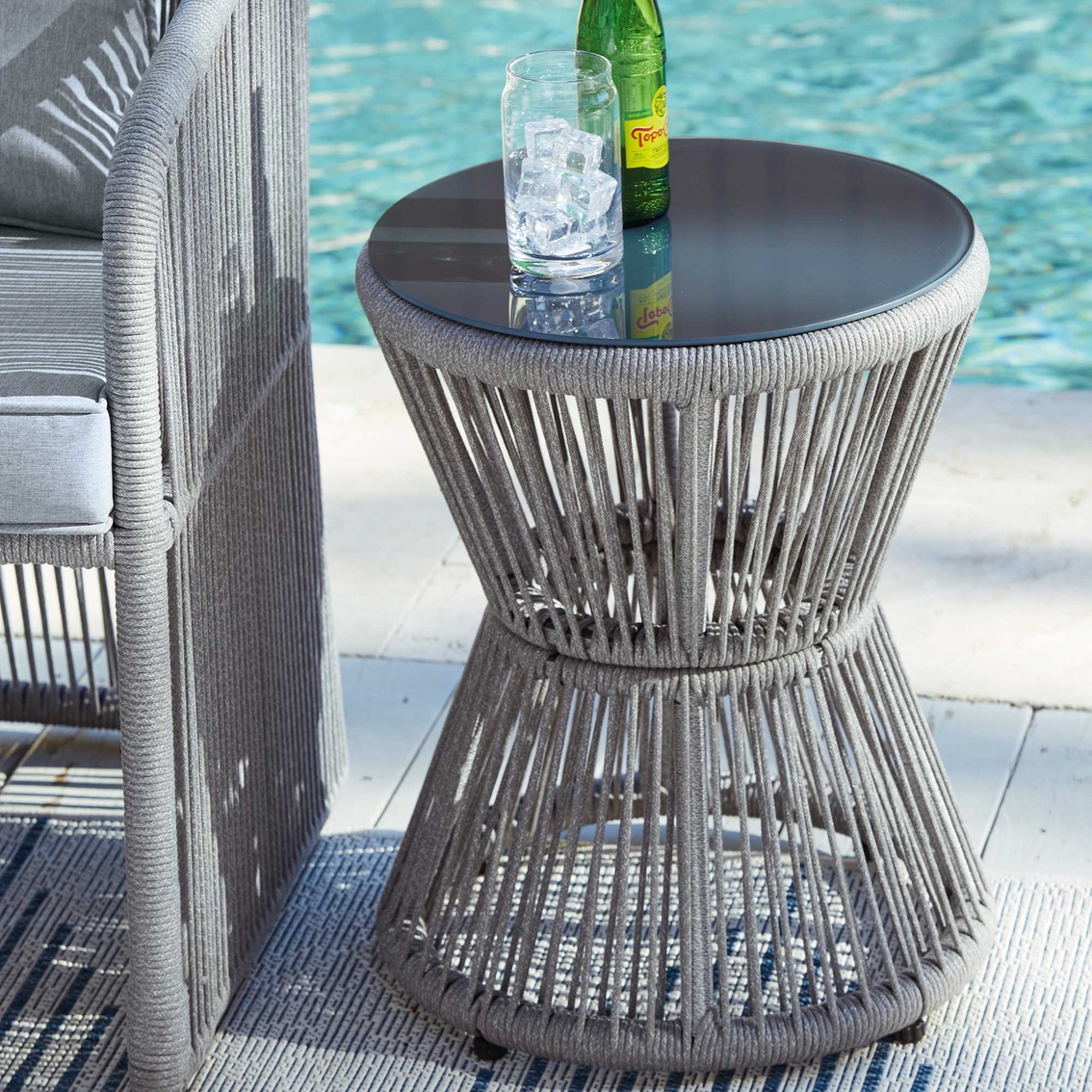 Signature Design by Ashley Coast Island Outdoor Chair with Ottoman and Side Table - Image 5 of 5