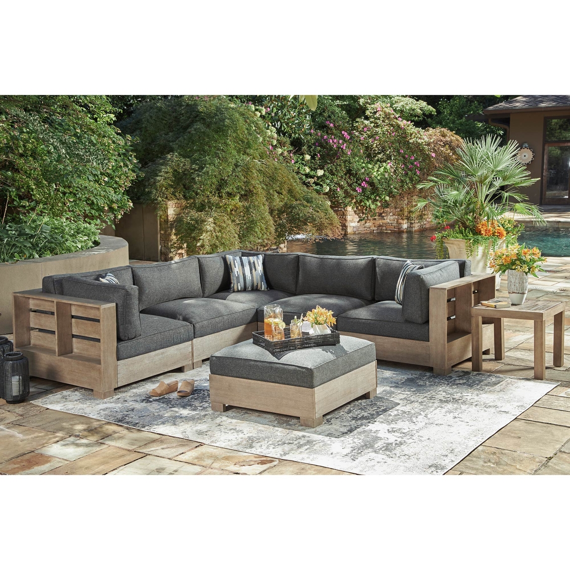 Signature Design by Ashley Citrine Park 6 pc. Outdoor Sectional with Coffee & End - Image 2 of 10