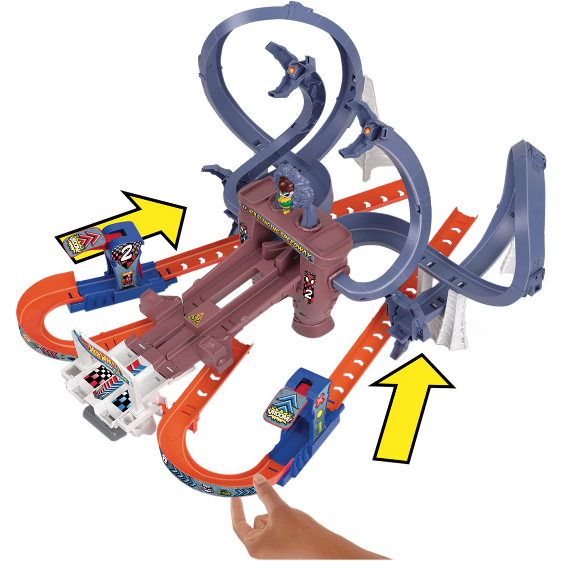 Hot Wheels Racerverse Spider-Man's Web Slinging Speedway Track Set - Image 5 of 9