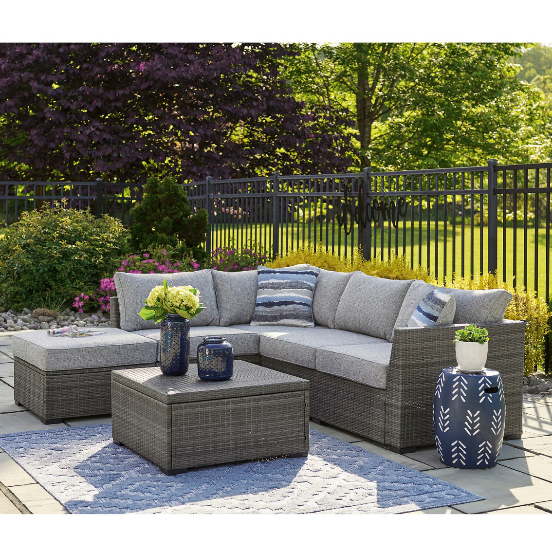 Signature Design by Ashley Petal Road 4 pc. Outdoor Sectional Set - Image 2 of 3