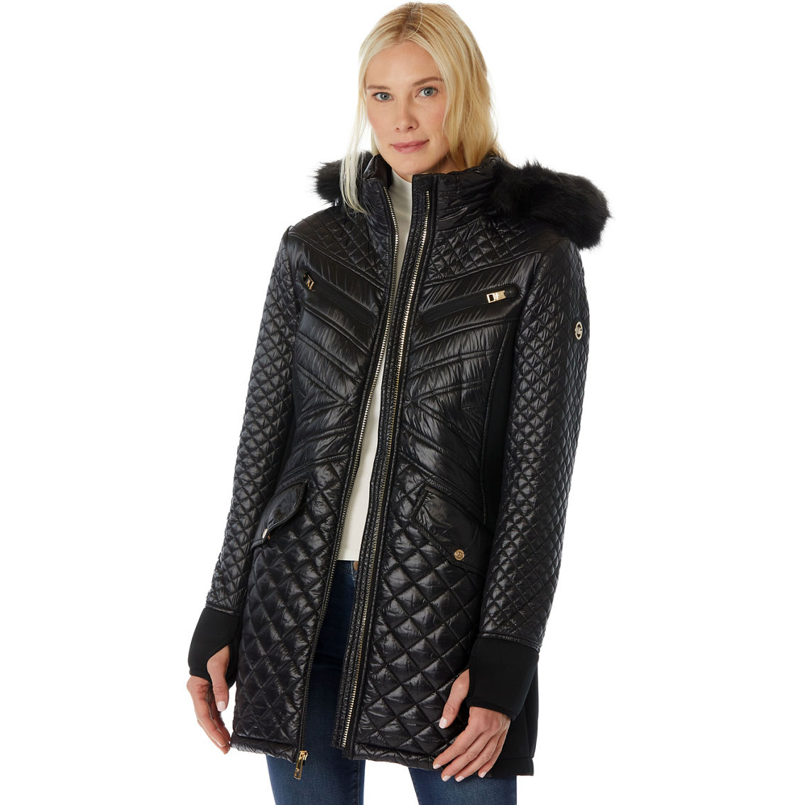 Michael Kors QUILTED faux Fur trimmed jacket - Image 4 of 4