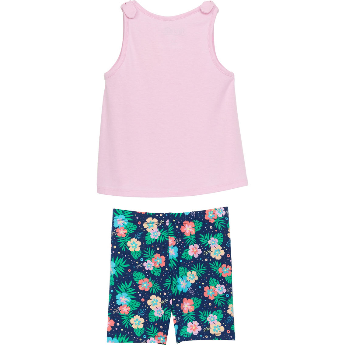 Gumballs Toddler Girls Mist Pink Bow Graphic Tank and Bike Shorts 2 pc. Set - Image 2 of 2