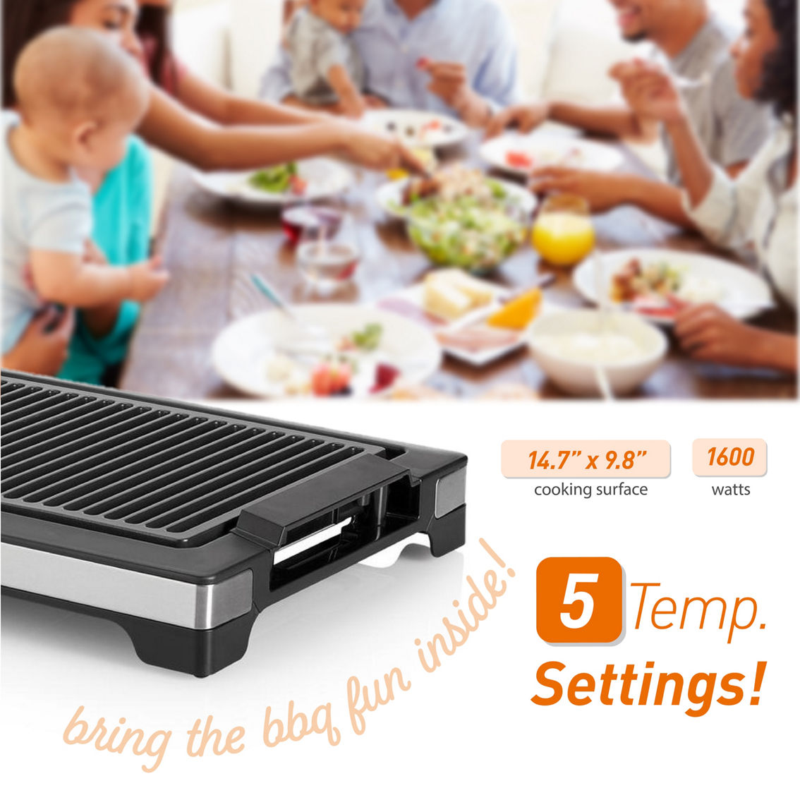 Commercial Chef  Stainless Steel/Black Indoor Electric Grill - Image 5 of 7