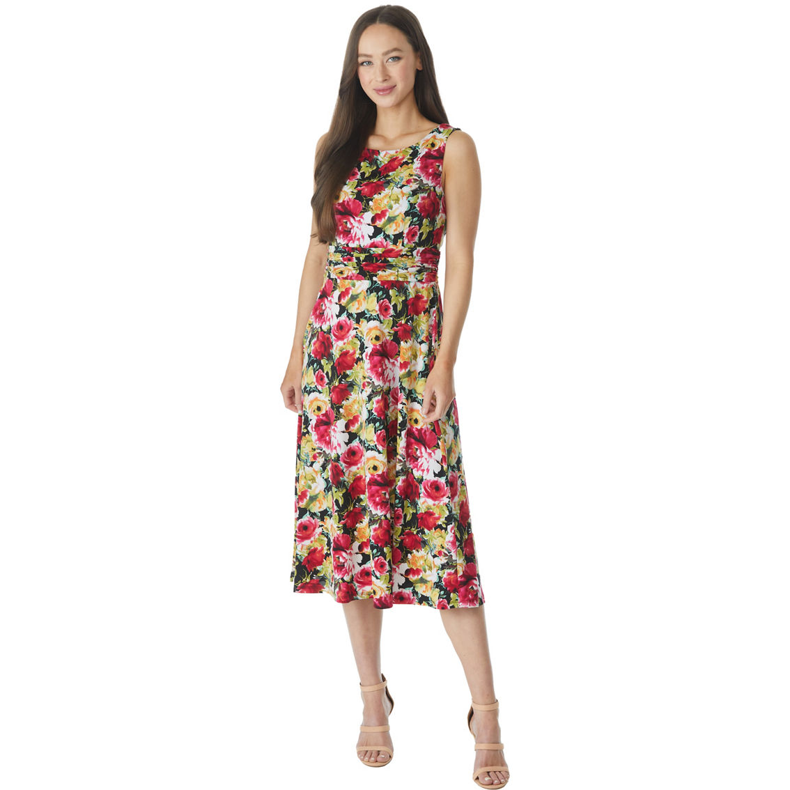Connected Apparel Sleeveless Fitted ITY Floral Dress - Image 4 of 5