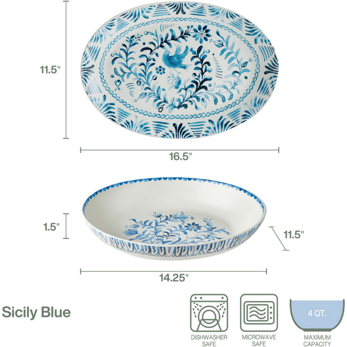 Fitz and Floyd Sicily Serve Bowl and Platter Set - Image 5 of 5