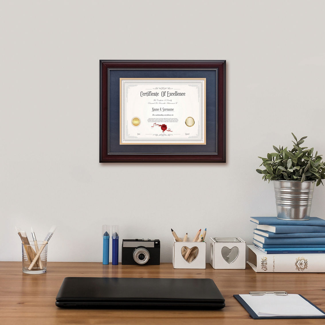 Melannco 8.5 x 11 in. Certificate Wood Frame with Navy Mat - Image 2 of 3