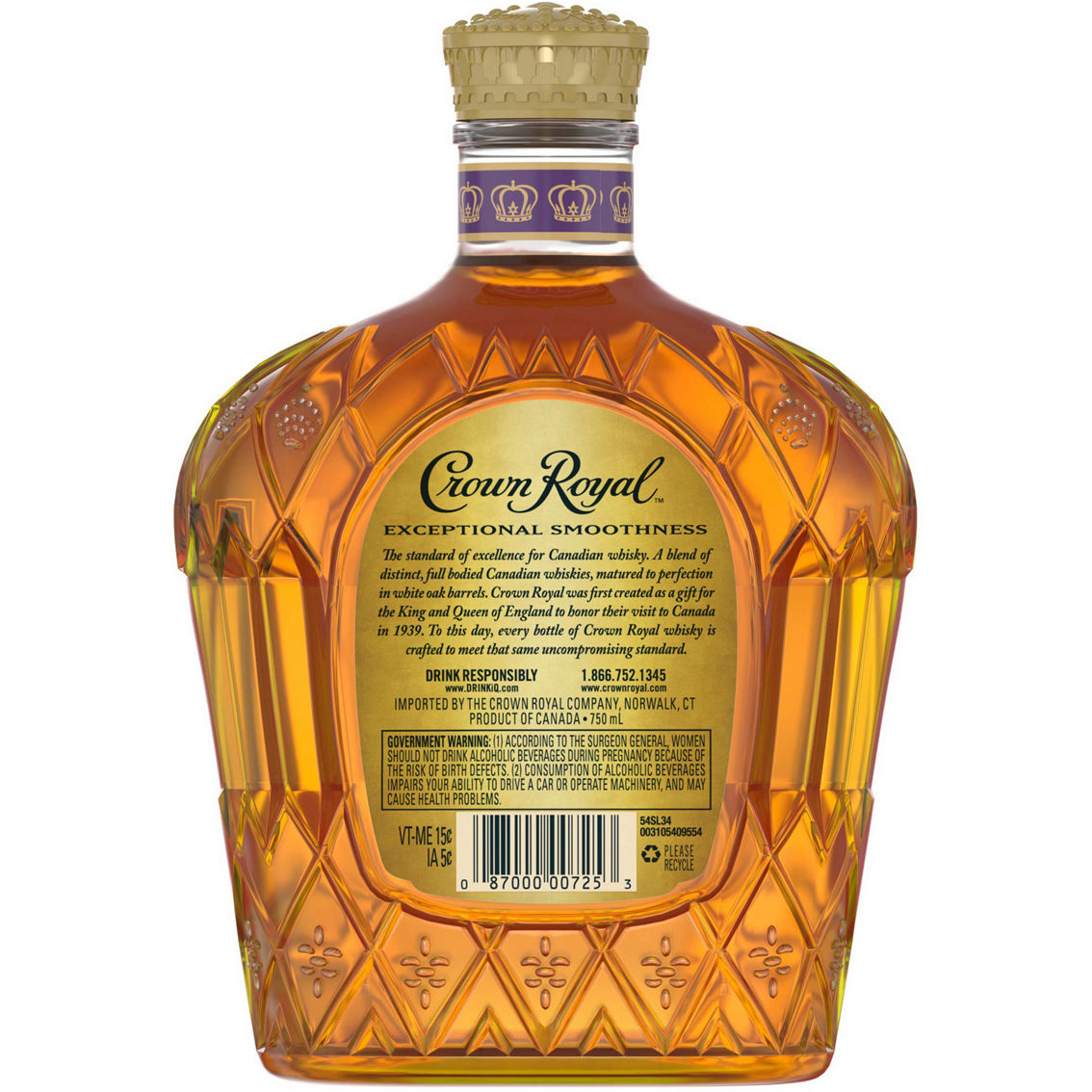 Crown Royal Canadian Whiskey 750ml - Image 2 of 2