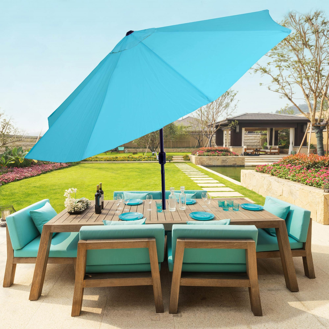 Pure Garden 10 ft. Aluminum Patio Umbrella with Auto Tilt - Image 4 of 4
