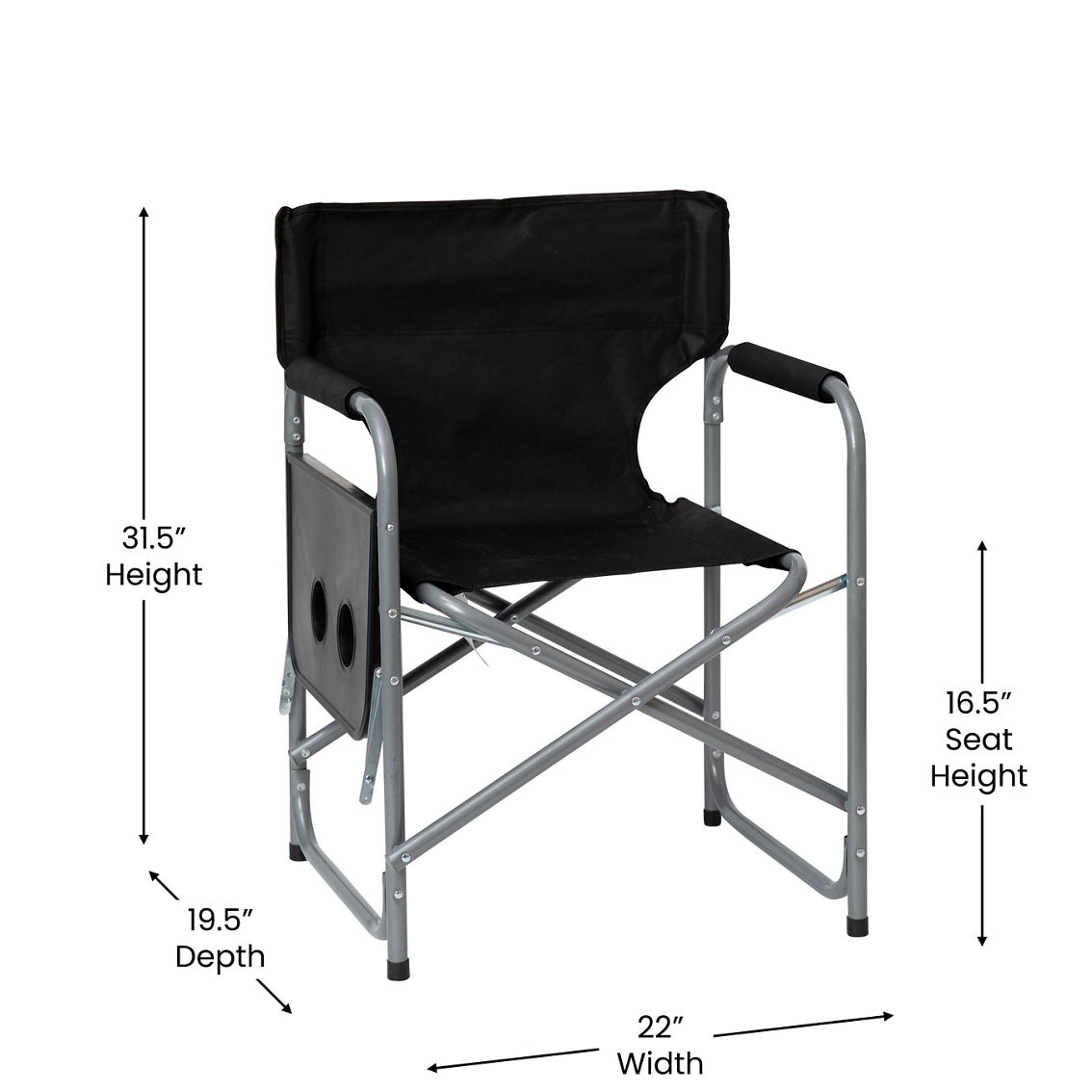 Flash Furniture Folding Directors Chair-Cupholder Side Table - Image 5 of 5