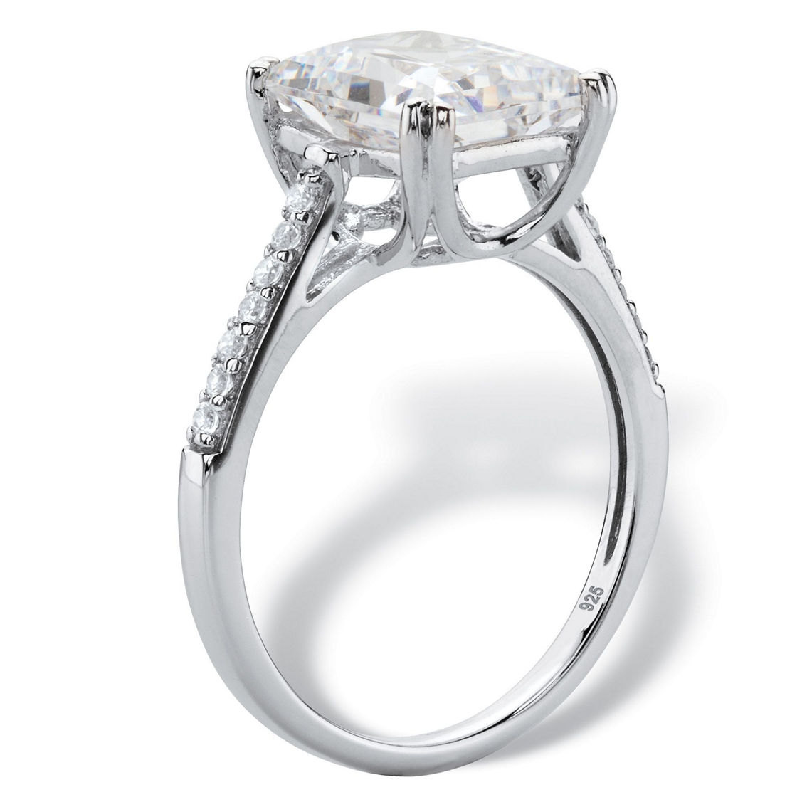 PalmBeach Emerald-Cut CZ Platinum-plated Sterling Silver Bridal Engagement Ring - Image 2 of 5