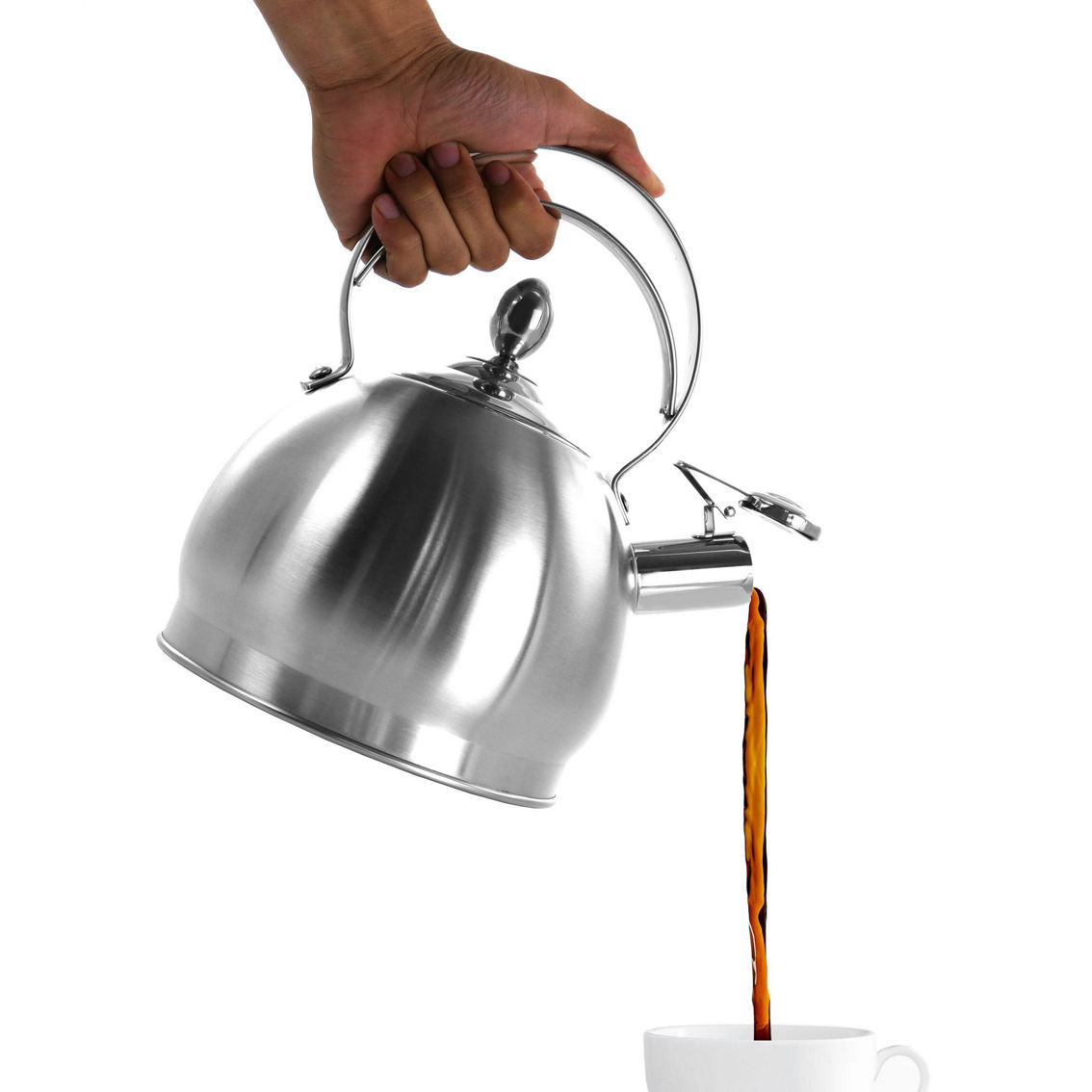 MegaChef 2.8 Liter Round Stovetop Whistling Kettle in Brushed Silver - Image 2 of 5