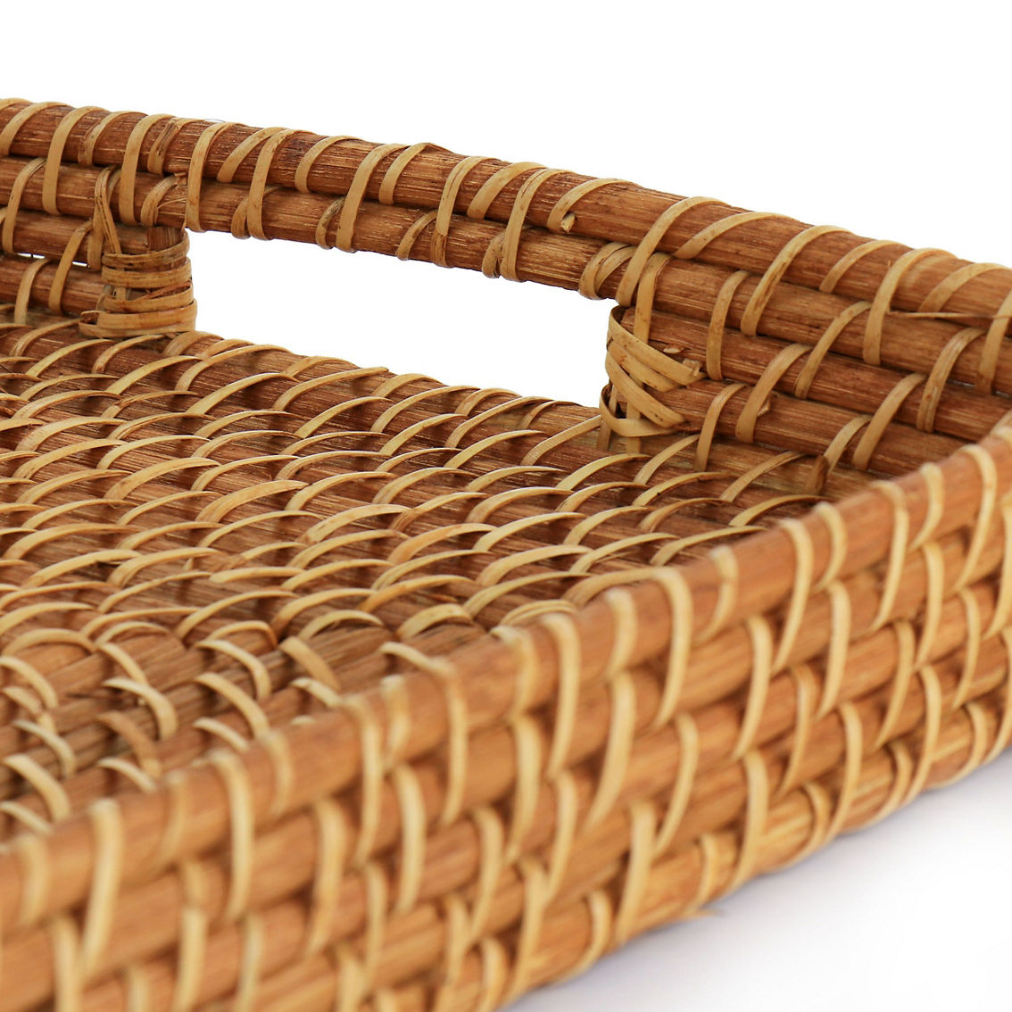 Martha Stewart 16 Inch Rattan Woven Serving Tray in Brown - Image 4 of 5