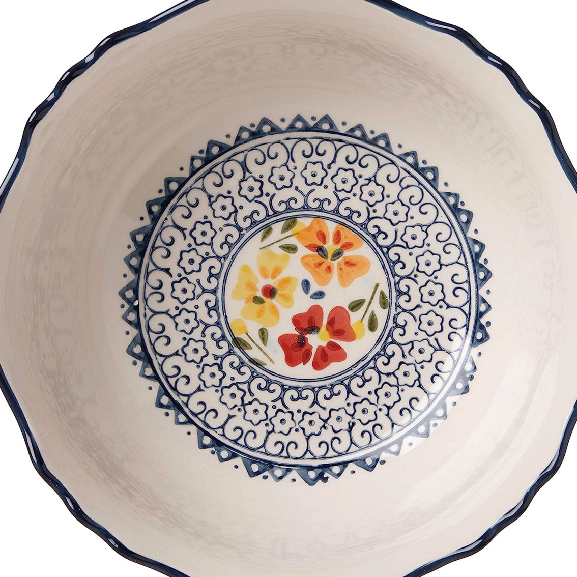 Gibson Elite Luxenbourg 2 Piece Floral Hand Painted Round Stoneware Bowl Set - Image 3 of 5