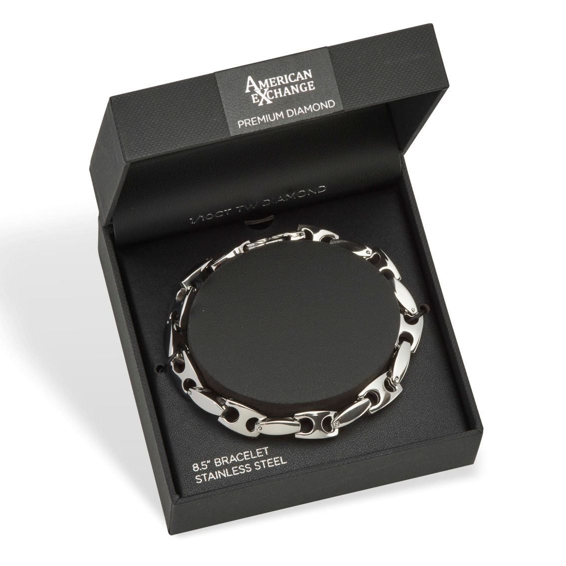 PalmBeach Men's Stainless Steel Link Bracelet 8.5 inch - Image 4 of 4