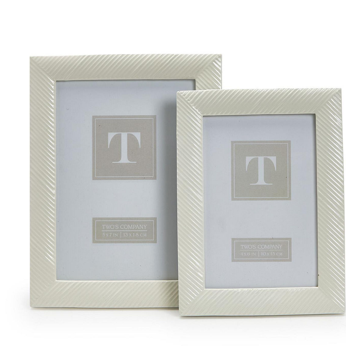 Two's Company Sleek Chic Set of 2 White Photo Frame - Image 2 of 5