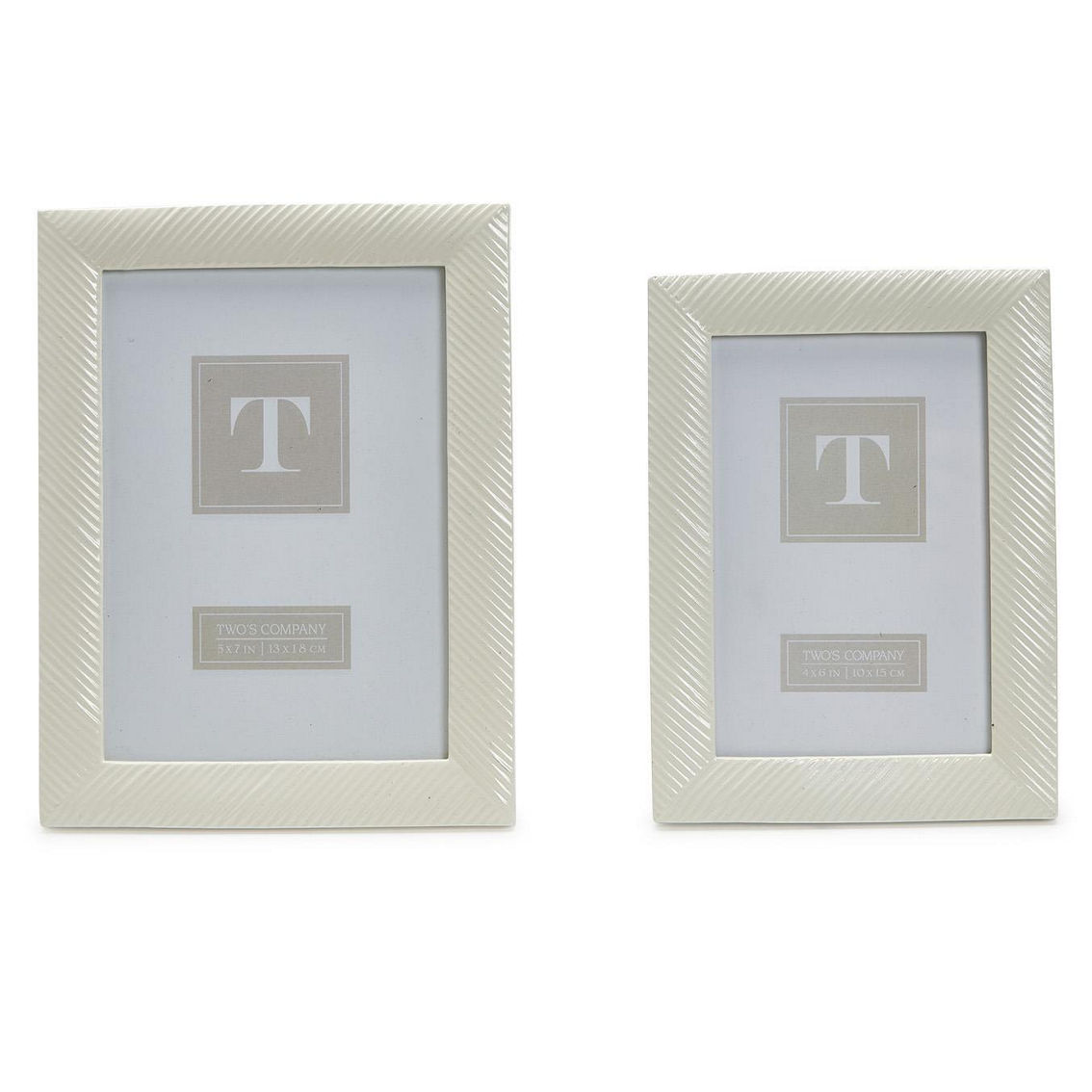 Two's Company Sleek Chic Set of 2 White Photo Frame - Image 3 of 5