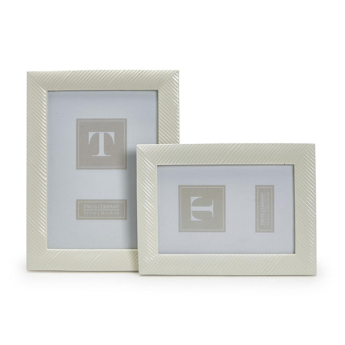 Two's Company Sleek Chic Set of 2 White Photo Frame - Image 4 of 5