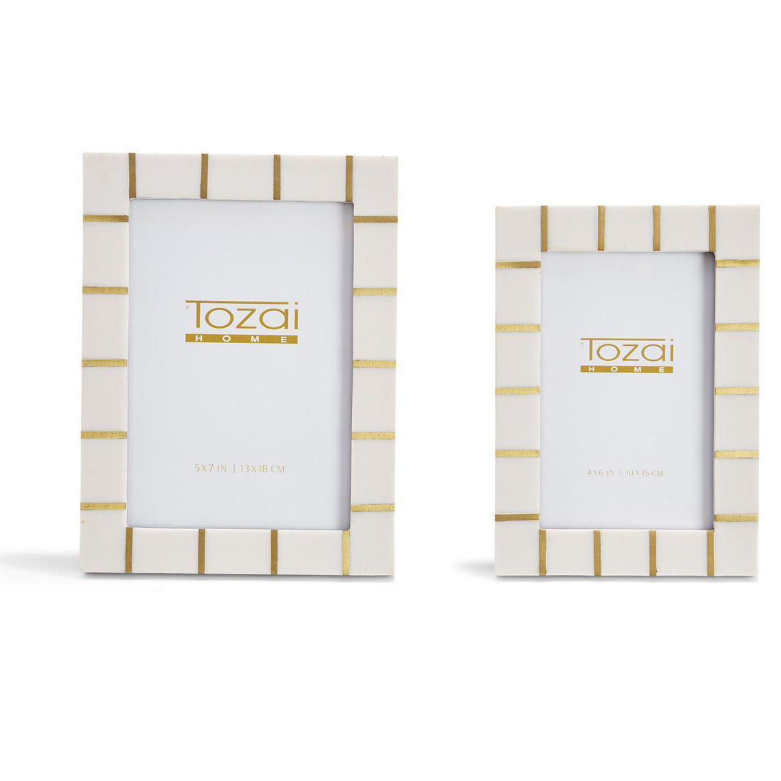 Tozai Set of 2 Ivory Brass Lines Frame - Image 3 of 5