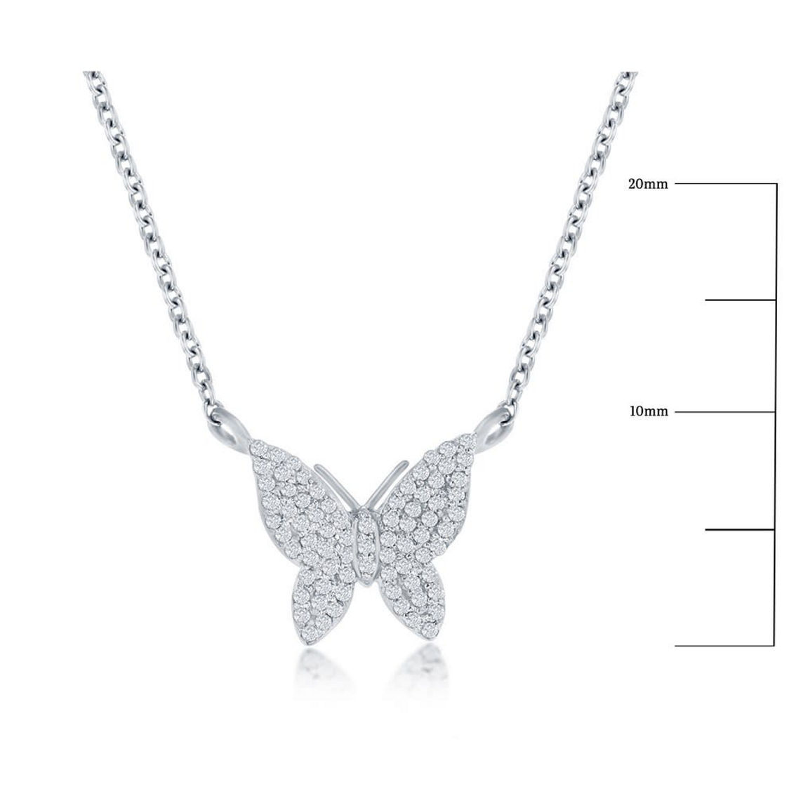 Diamonds D'Argento  Sterling Silver Butterfly Diamond Necklace - (75 Stones) - Image 2 of 3