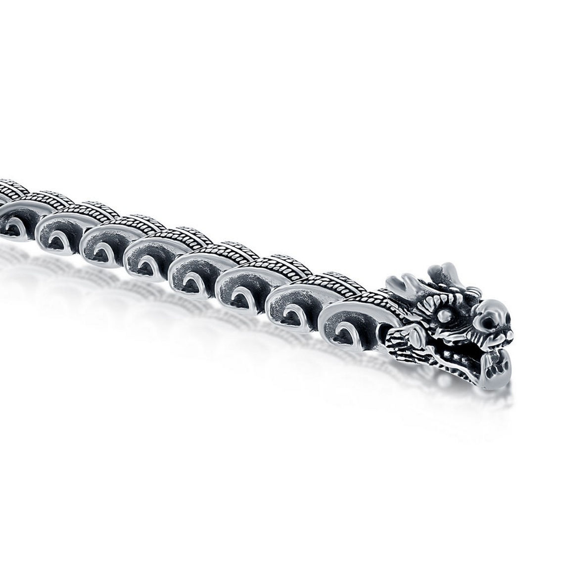 Metallo Stainless Steel Oxidized Dragon Bracelet - Image 2 of 4