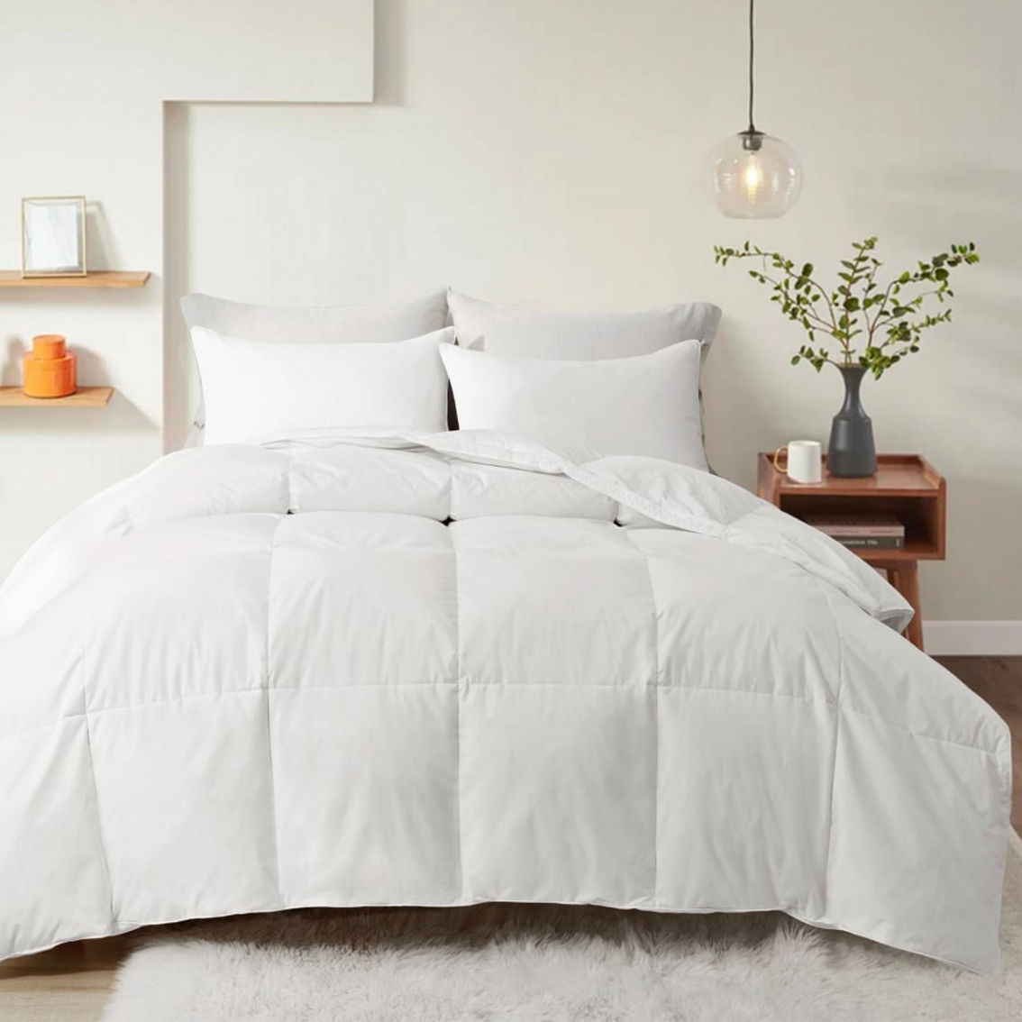 Heavy Weight White Goose Feather Fiber Comforter with Ultra Soft Microfiber Fabric - Image 2 of 5