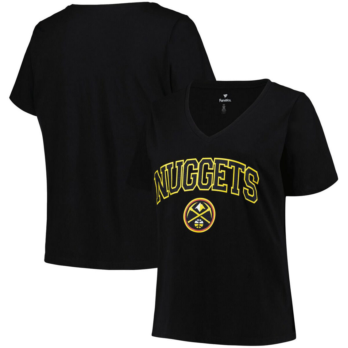 Profile Women's Black Denver Nuggets Plus Size Arch Over Logo V-Neck T-Shirt - Image 2 of 2