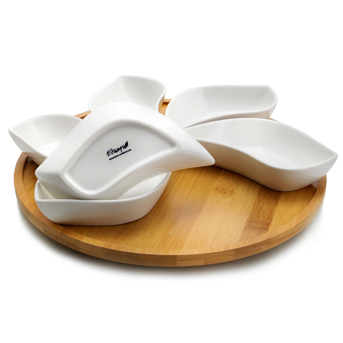 Elama Signature Modern 13.5 Inch 7pc Lazy Susan Appetizer and Condiment Server S - Image 2 of 4