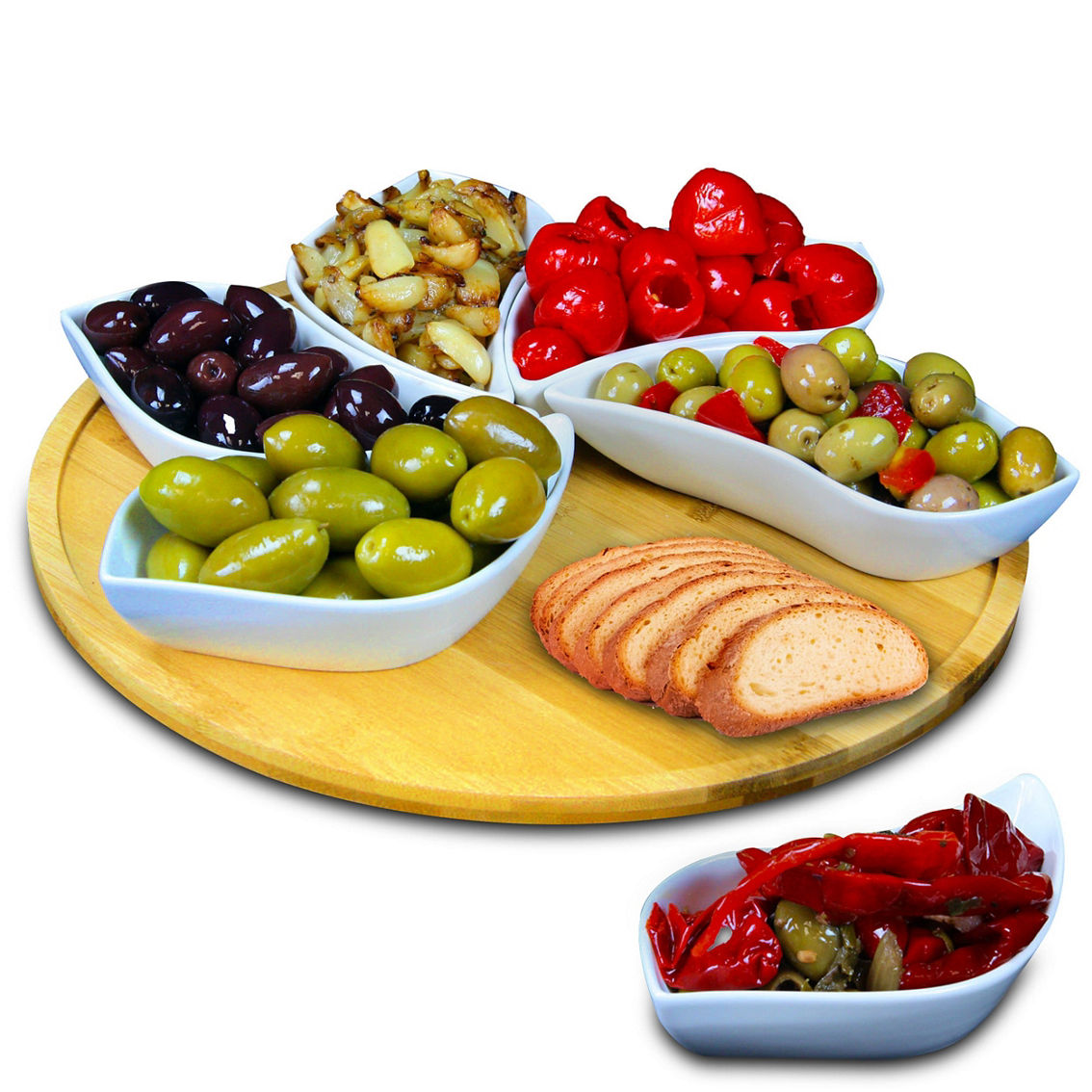 Elama Signature Modern 13.5 Inch 7pc Lazy Susan Appetizer and Condiment Server S - Image 4 of 4