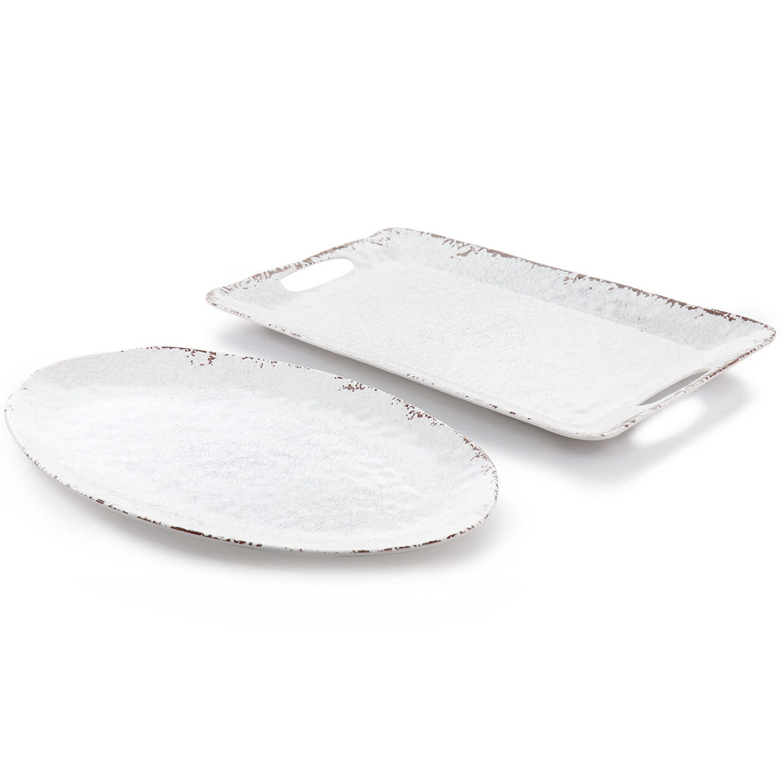 Laurie Gates Mauna 2 Piece Melamine Serving Tray Set in White - Image 2 of 5