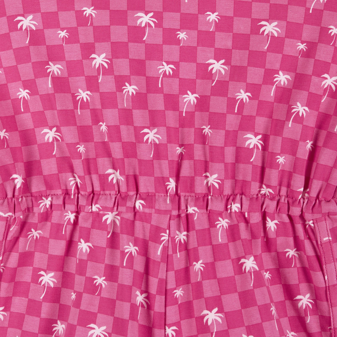Pink Palm Tree Print Romper w/Shoulder Ties - Image 3 of 3
