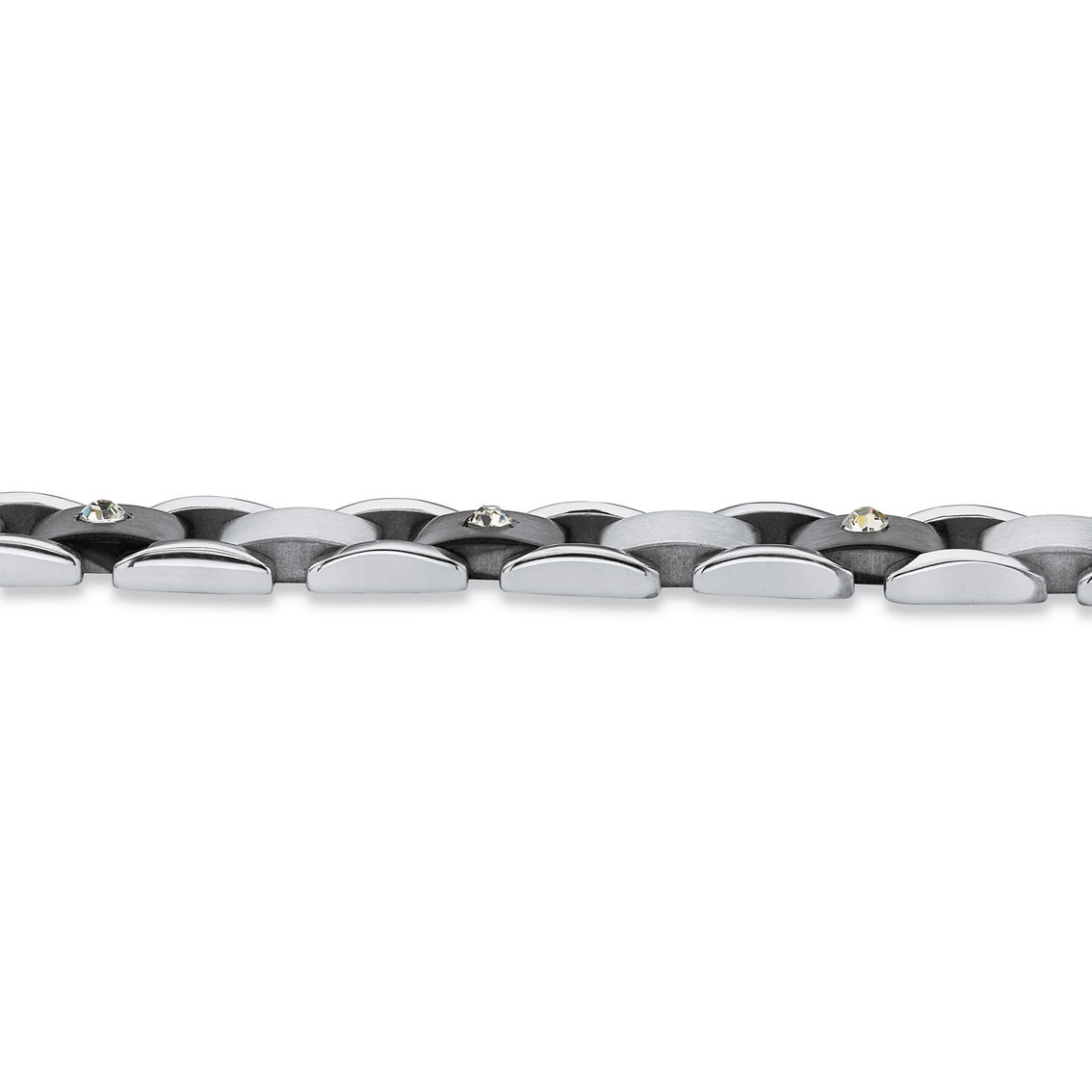 PalmBeach Men's Crystal Bar-Link Bracelet in Black Ion-Plated Stainless Steel - Image 2 of 4