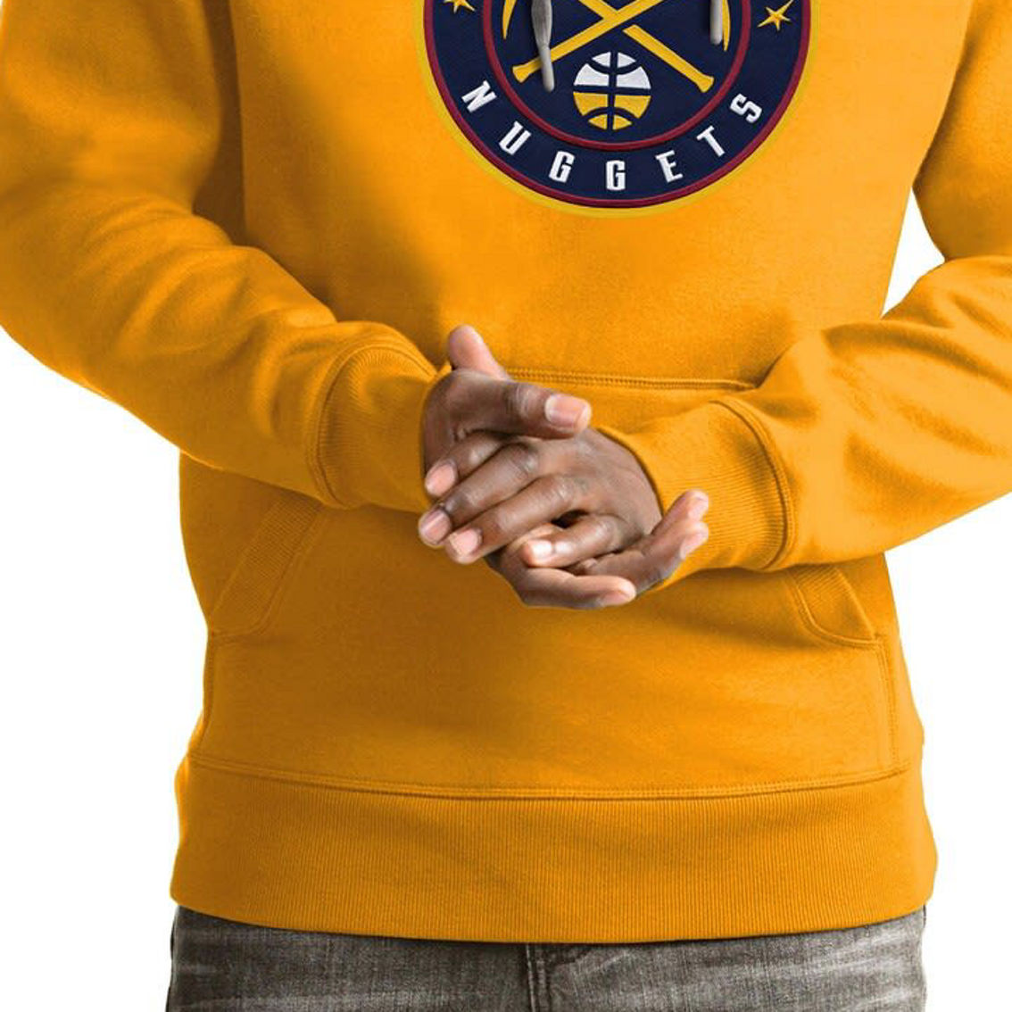 Antigua Men's Gold Denver Nuggets Team Logo Victory Pullover Hoodie - Image 2 of 2