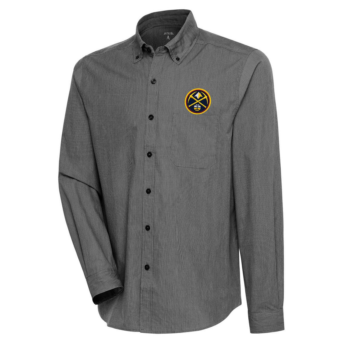 Antigua Men's Black Denver Nuggets Compression Button-Down Shirt - Image 2 of 2