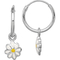 Sterling Silver Rhodium Plated Child's Enameled Daisy Hinged Hoop Earrings - Image 1 of 2