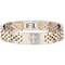 INOX Men's Stainless Steel Two Tone with CZ Set Cross in ID Panther Link Bracelet - Image 1 of 2