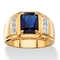 PalmBeach Men's 2.96 TCW Blue Sapphire and Diamond 18k Gold-Plated Ring - Image 1 of 5